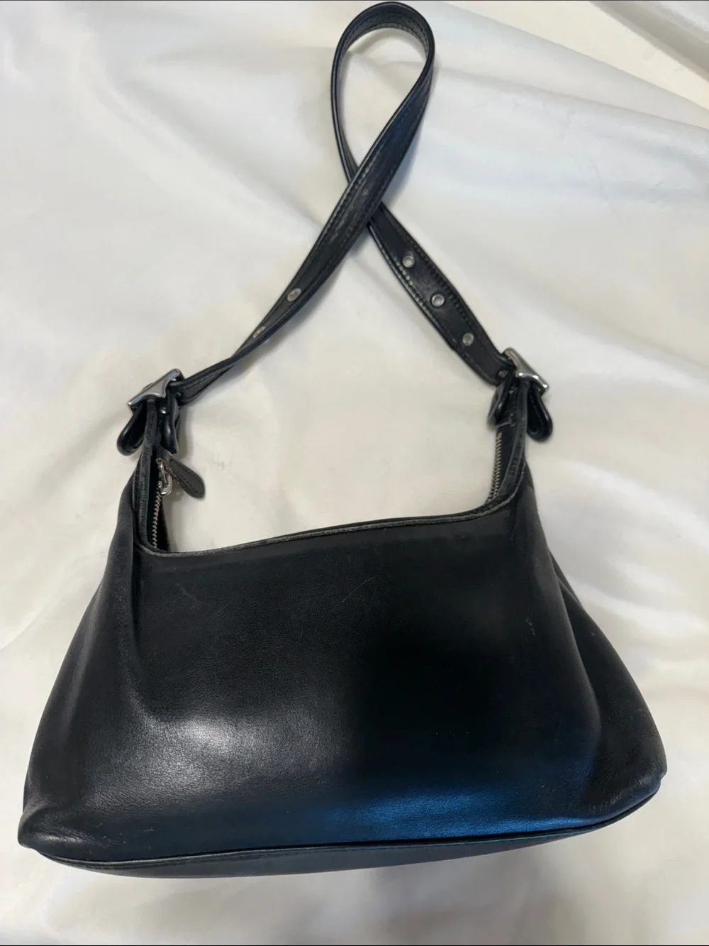 Coach Black Leather Shoulder Bag with Double Straps  Vintage hobo 9059